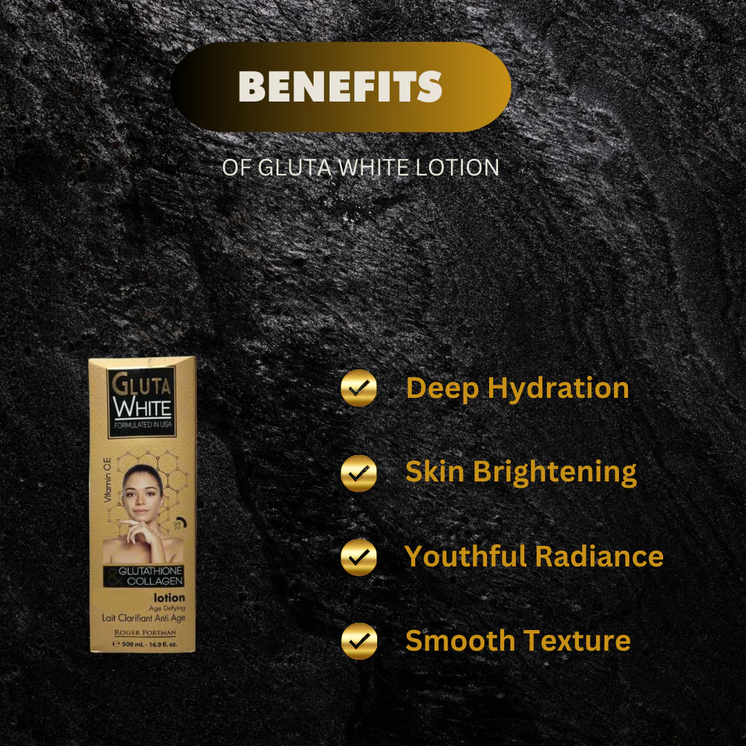 Gluta White Lotion with Glutathione 500ml / 16.9 oz Gluta White