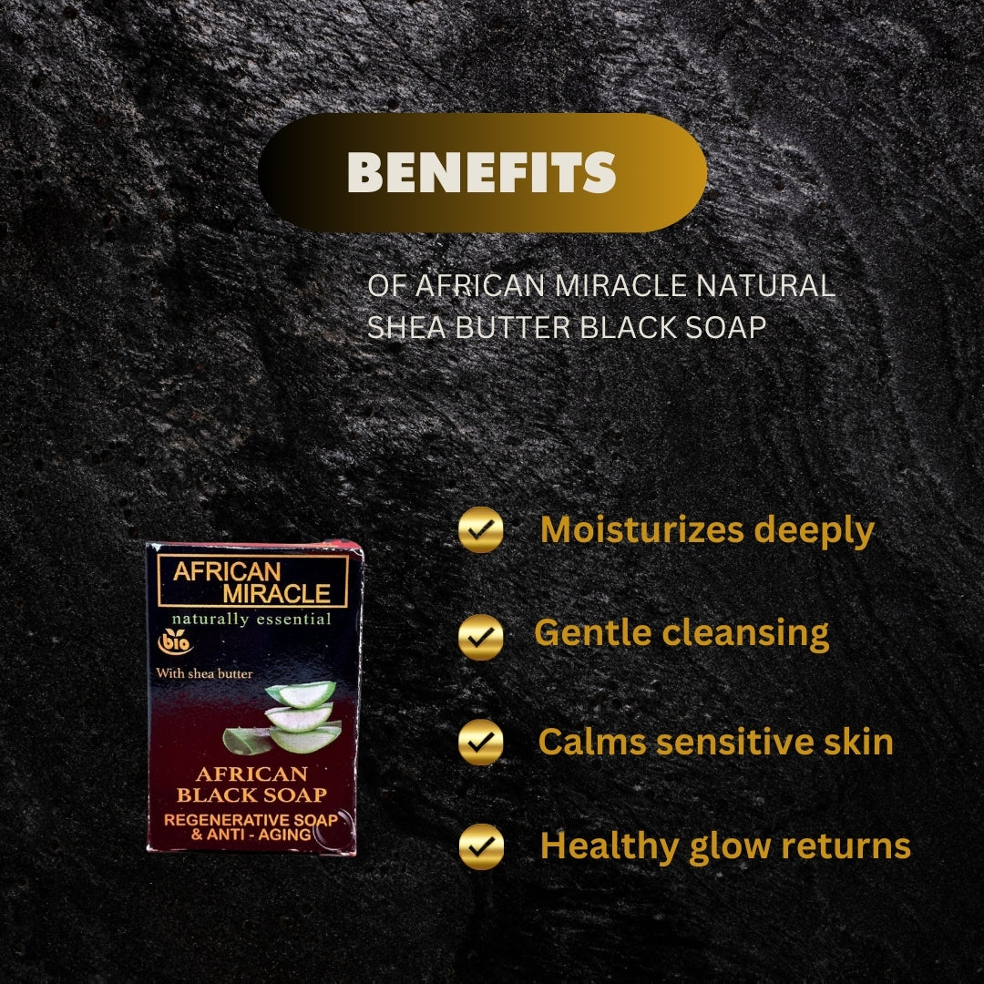 African Miracle Natural Shea Butter Black Soap 200g African Miracle