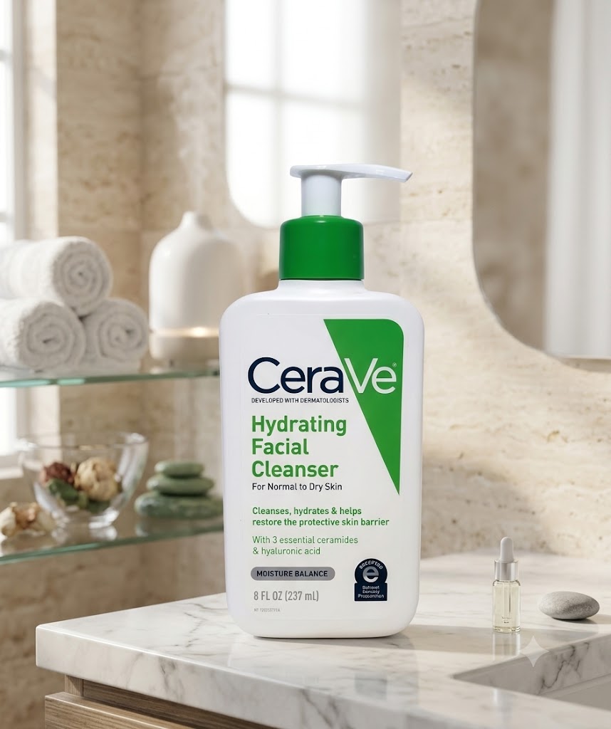 CeraVe Hydrating Facial Cleanser for Normal to Dry Skin with Ceramides – 8 fl oz (237 ml)