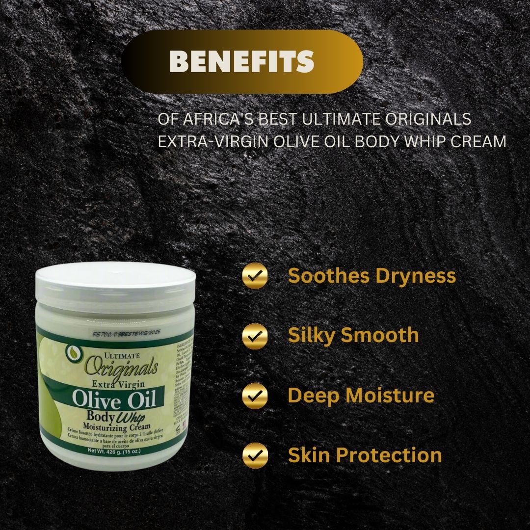 Africa's Best Ultimate Originals Extra-Virgin Olive Oil Body Whip Cream 15oz Africa's Best