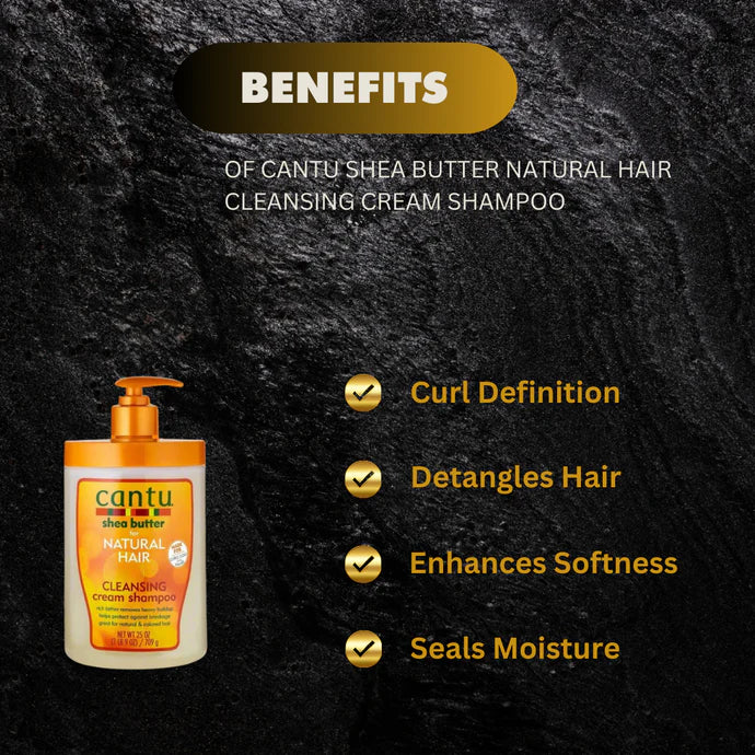Cantu Shea Butter Natural Hair Cleansing Cream Shampoo 25 oz Cantu