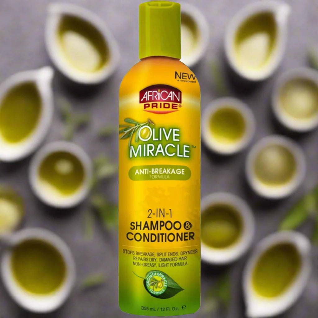 African Pride Olive Miracle 2 In 1 Shampoo & Conditioner 12 oz African Pride