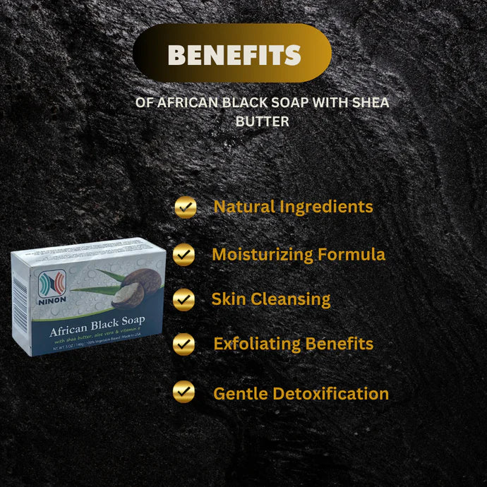 African Black Soap with Shea Butter 5oz / 140g African Black