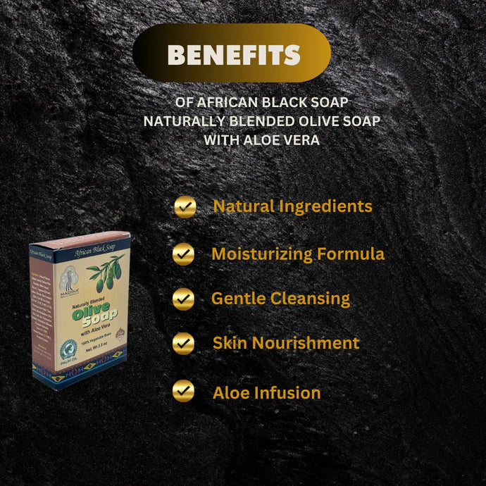 African Black Soap Naturally Blended Olive Soap with Aloe Vera 3.5oz African Black