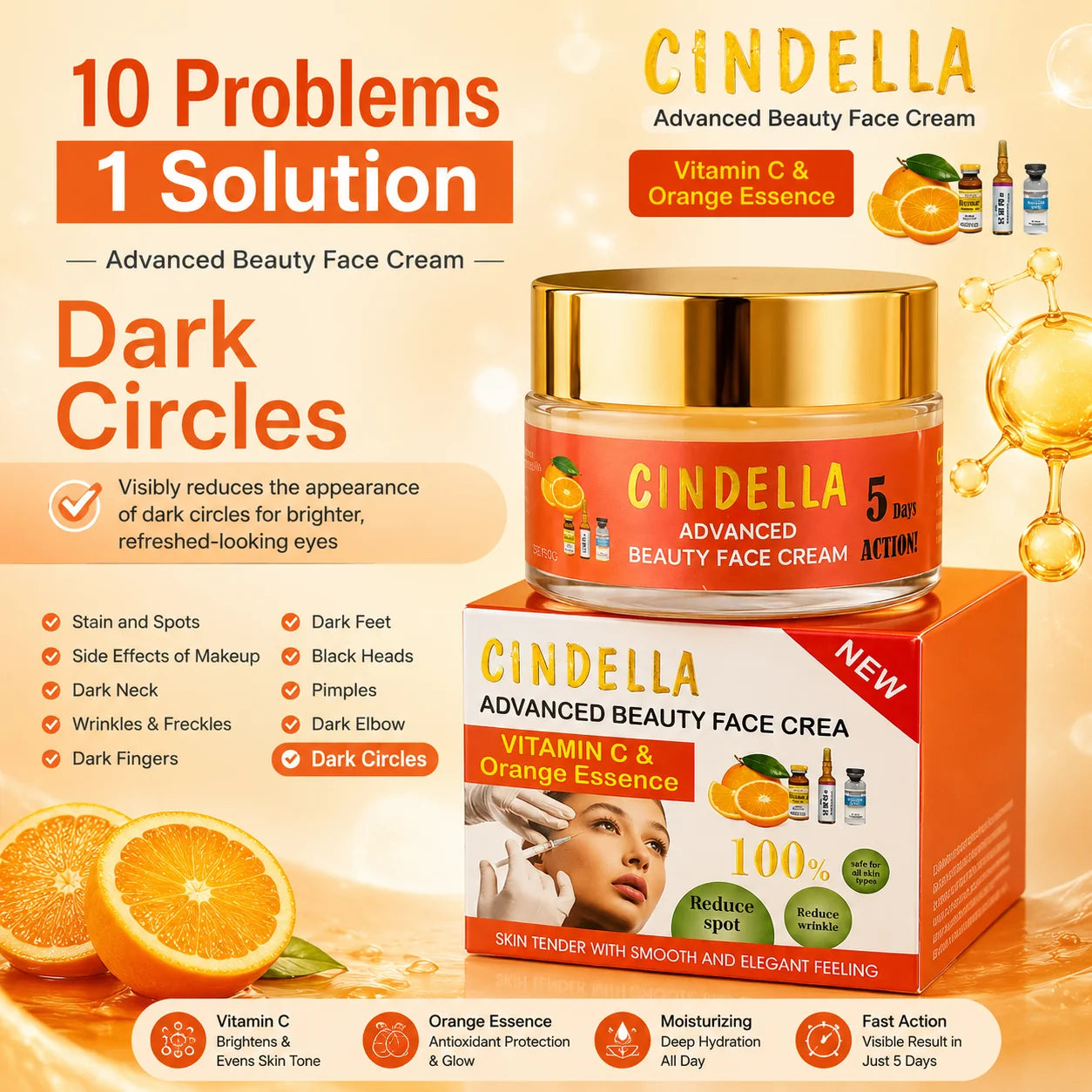 Cindella Advanced Beauty Face Cream – Vitamin C & Orange Essence – 50g