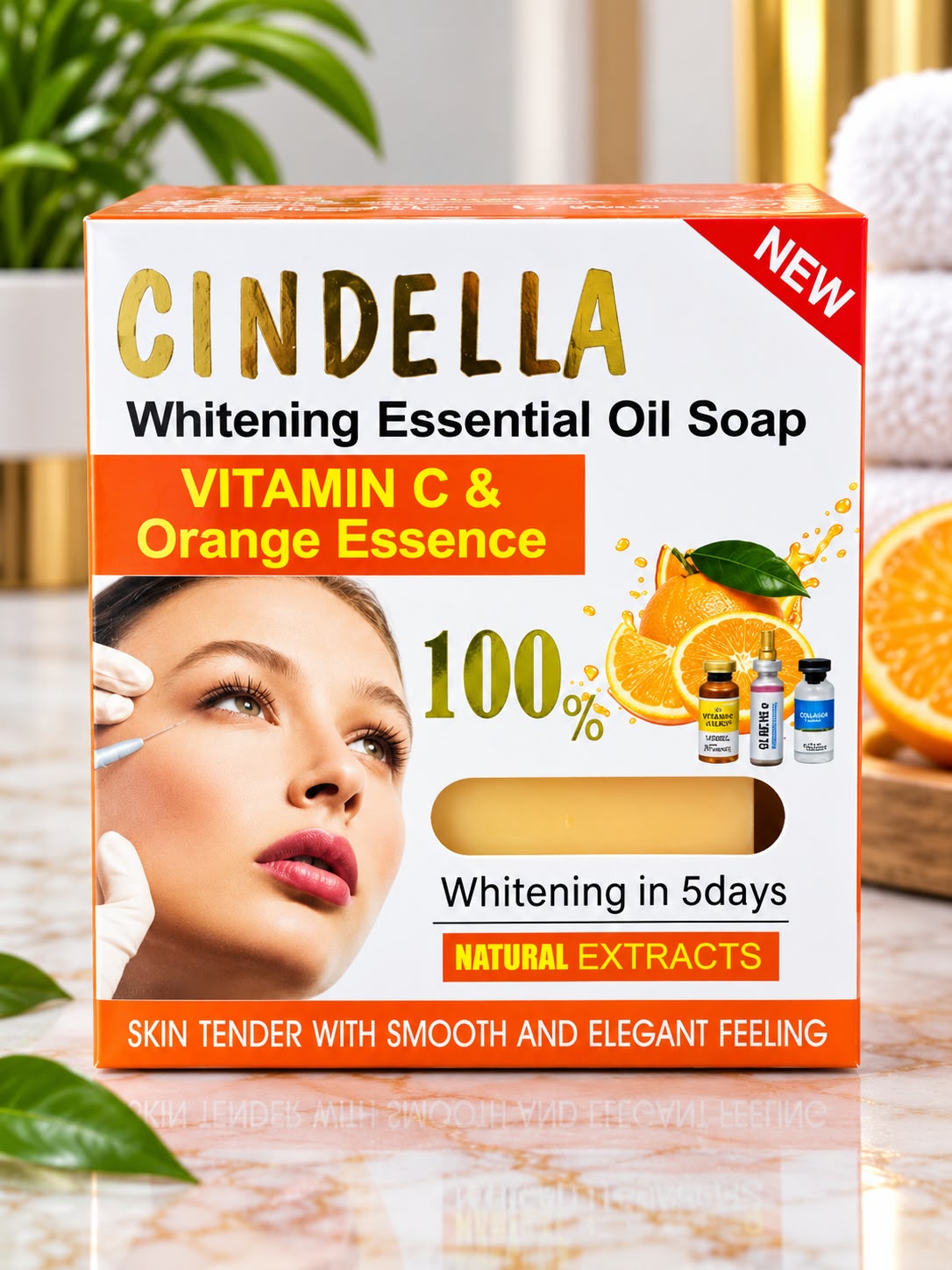 Cindella Essential Oil Soap – Vitamin C & Orange Essence – 200g