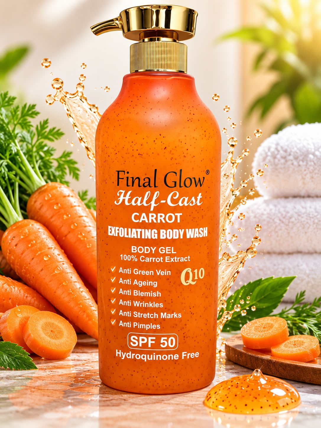 Carrot Glow Halfcast Body Wash 1000ML – Nourishing Daily Body Cleanser