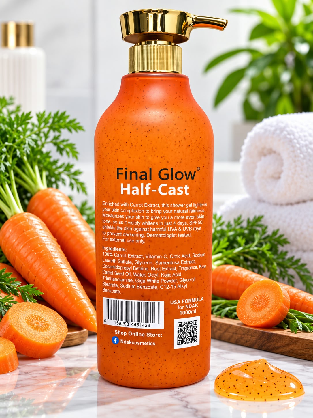 Carrot Glow Halfcast Body Wash 1000ML – Nourishing Daily Body Cleanser