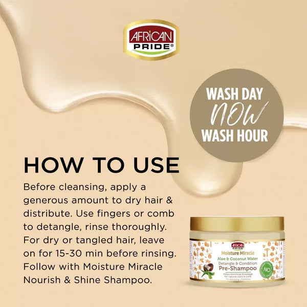 African Pride Moisture Miracle Aloe & Coconut Water Pre-Shampoo 12 oz African Pride