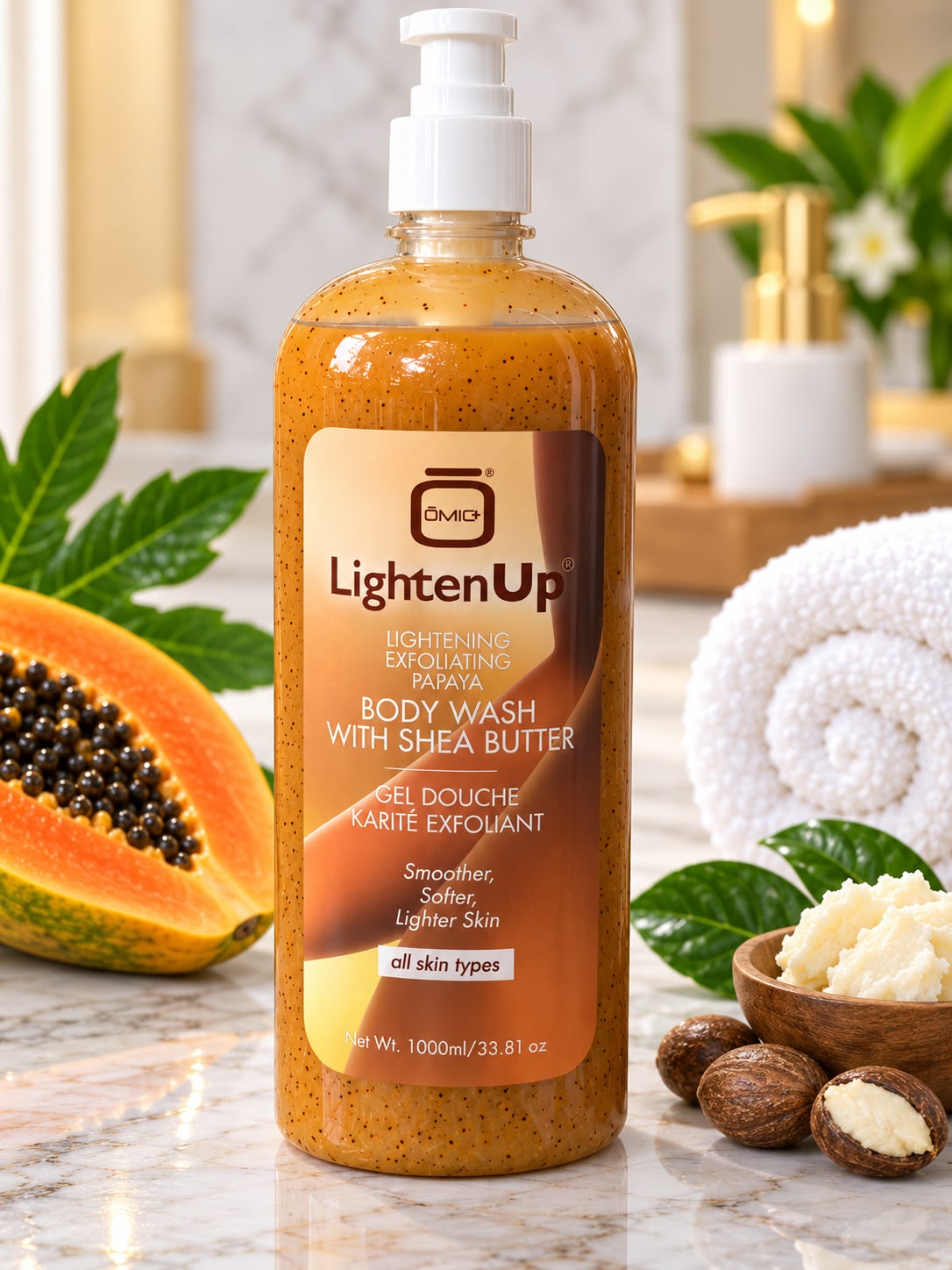 Omic LightenUp PLUS Papaya Body Wash with Shea Butter 1000ml