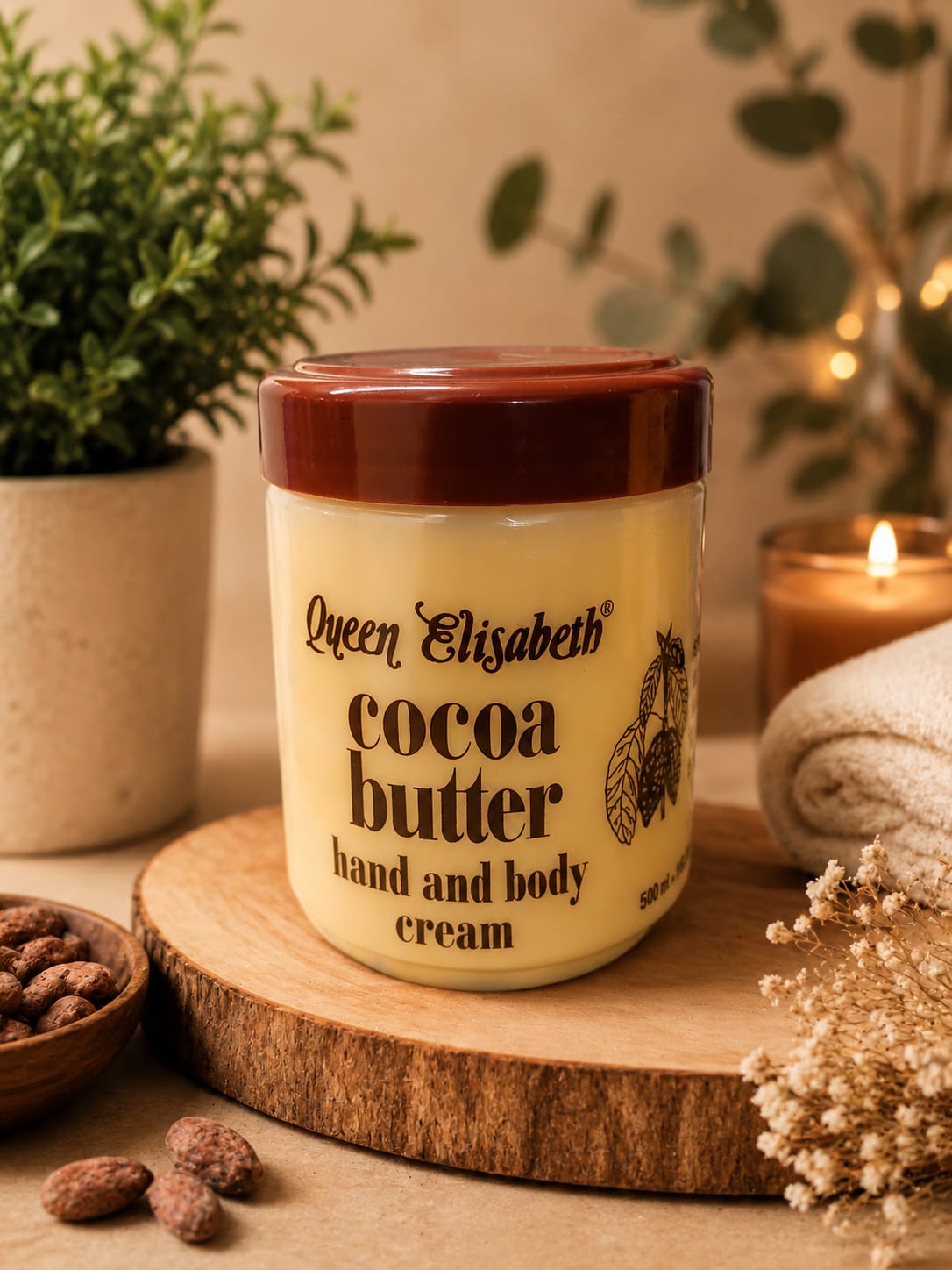 Queen Elisabeth Cocoa Butter Hand & Body Cream – 500ml