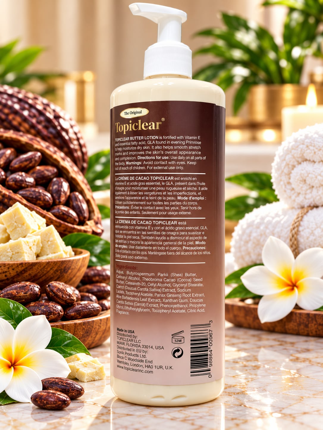 Topiclear Cocoa Butter Hand & Body Lotion 32 oz