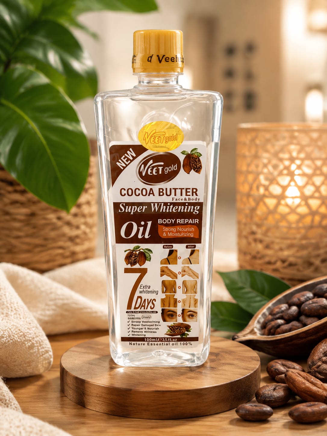 VEET Gold Cocoa Butter Face & Body Oil – 1000ml / 35.19 oz