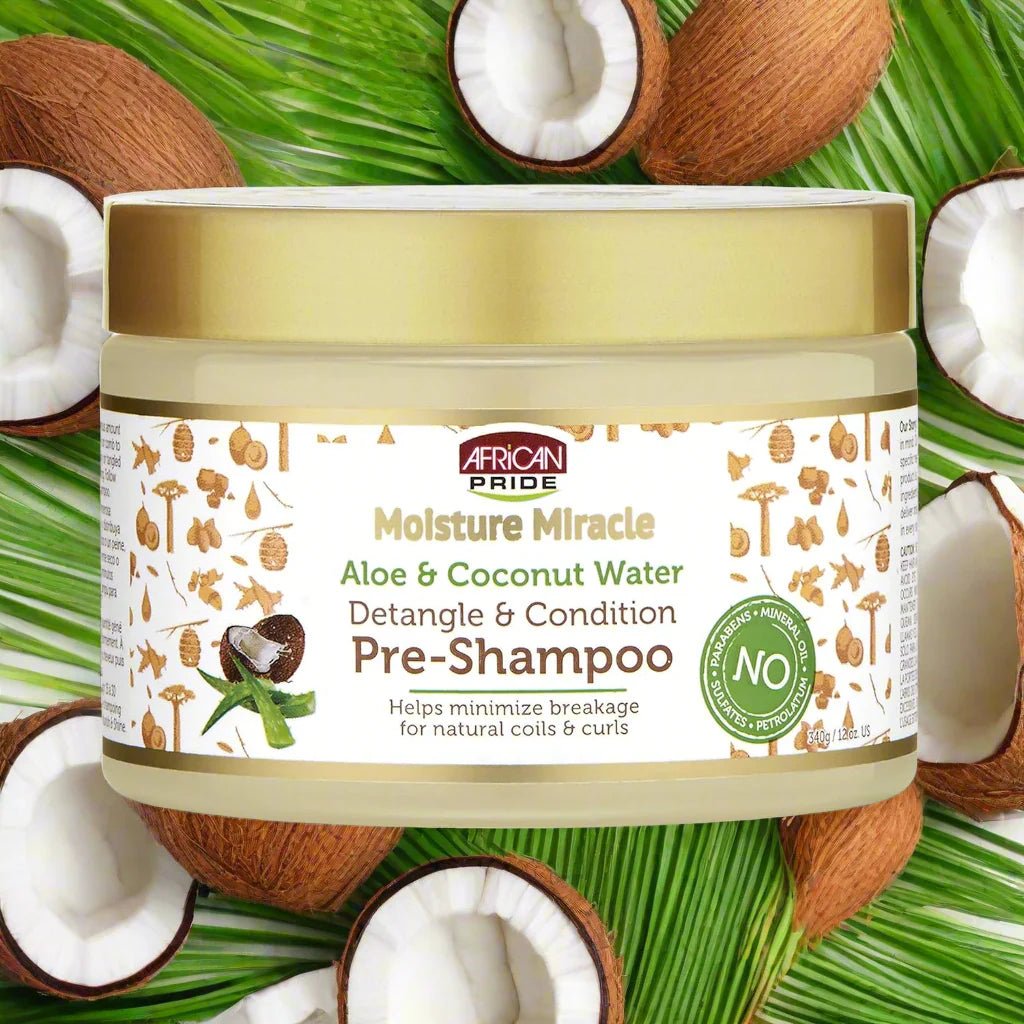 African Pride Moisture Miracle Aloe & Coconut Water Pre-Shampoo 12 oz - Pretty Cosmetics LLC