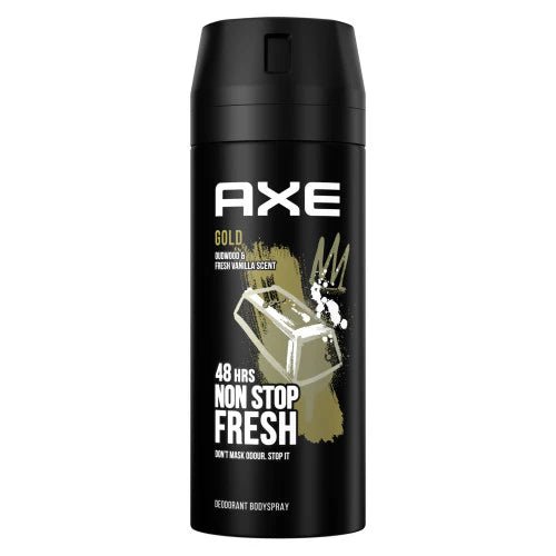 AXE Gold Deodorant Body Spray Vanilla & Wood Fragrance 150ml | 5.07oz - Pretty Cosmetics LLC