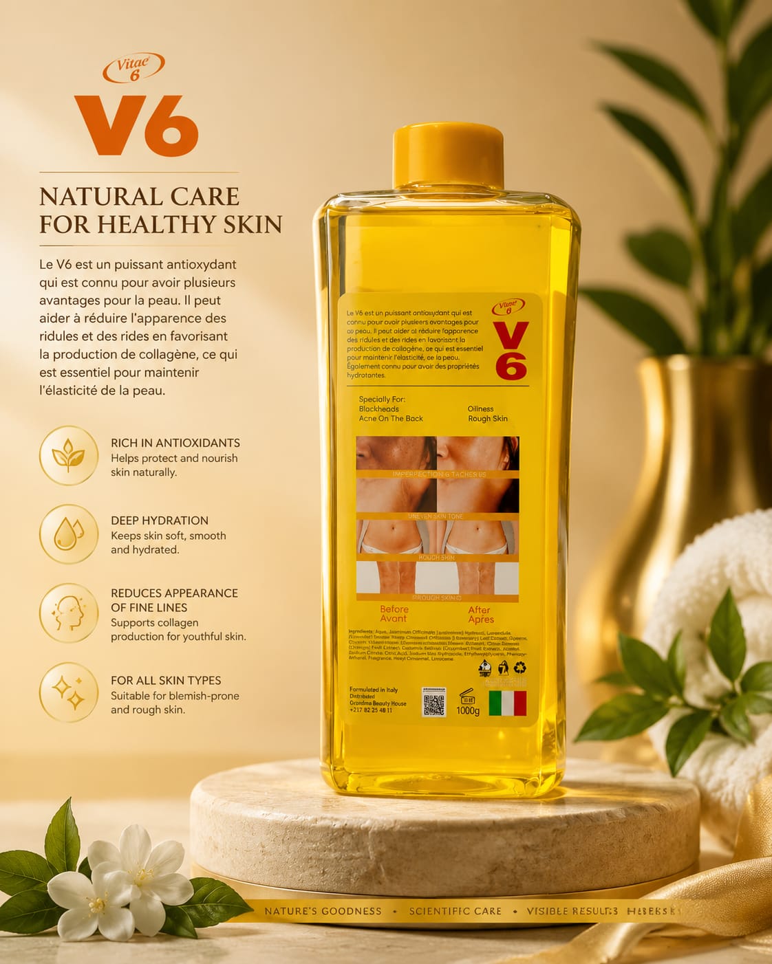 Vitesse V6 Xtract Nourishing Body Oil with Botanical Extracts, 1000ml
