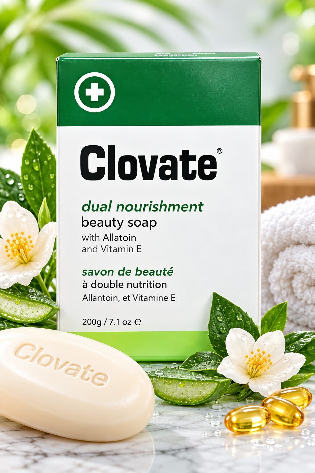 Clovate Dual-Nourishment Beauty Soap with Allantoin & Vitamin E 200g