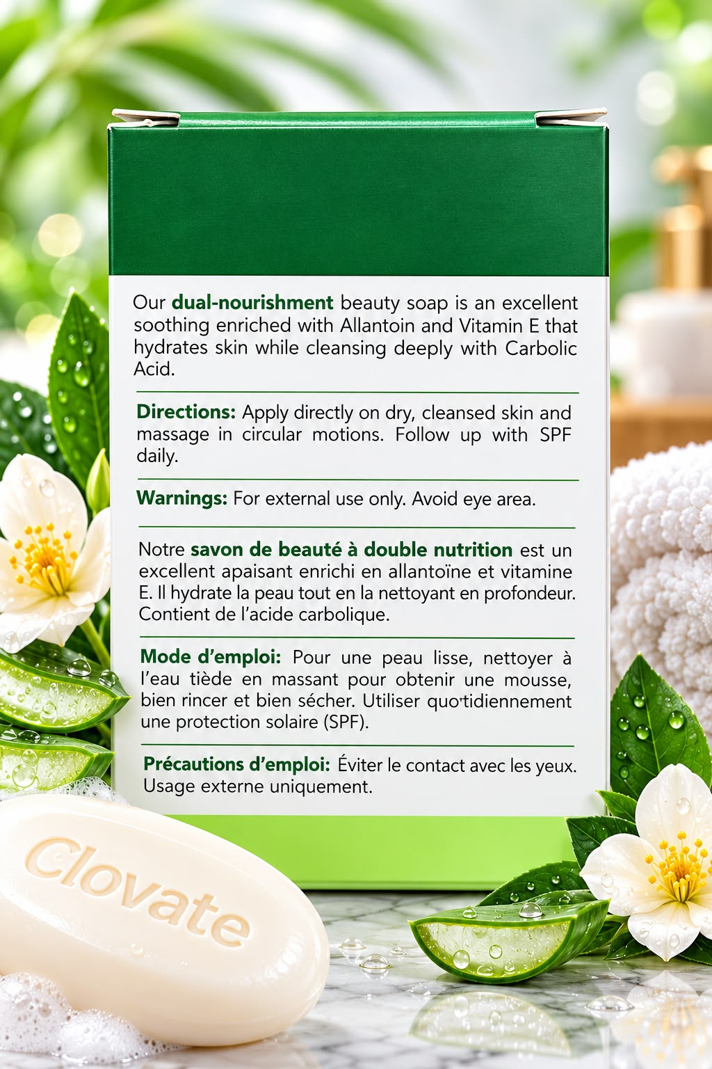 Clovate Dual-Nourishment Beauty Soap with Allantoin & Vitamin E 200g