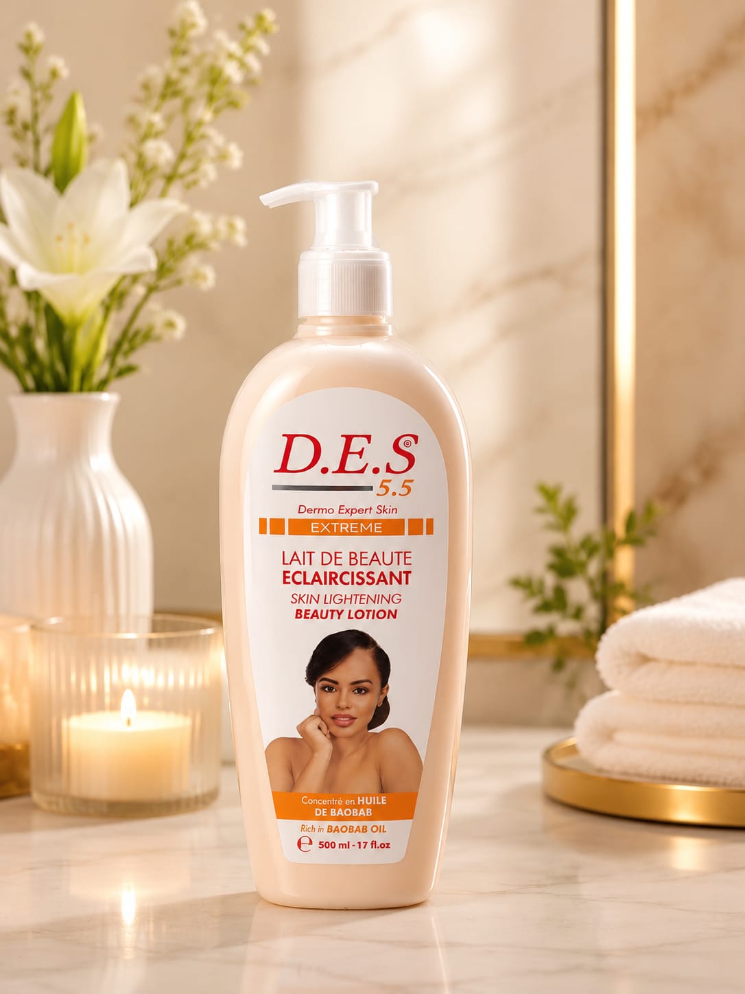 D.E.S. 5.5 Dermo Expert Skin Beauty Lotion with Baobab Oil – 500 ml