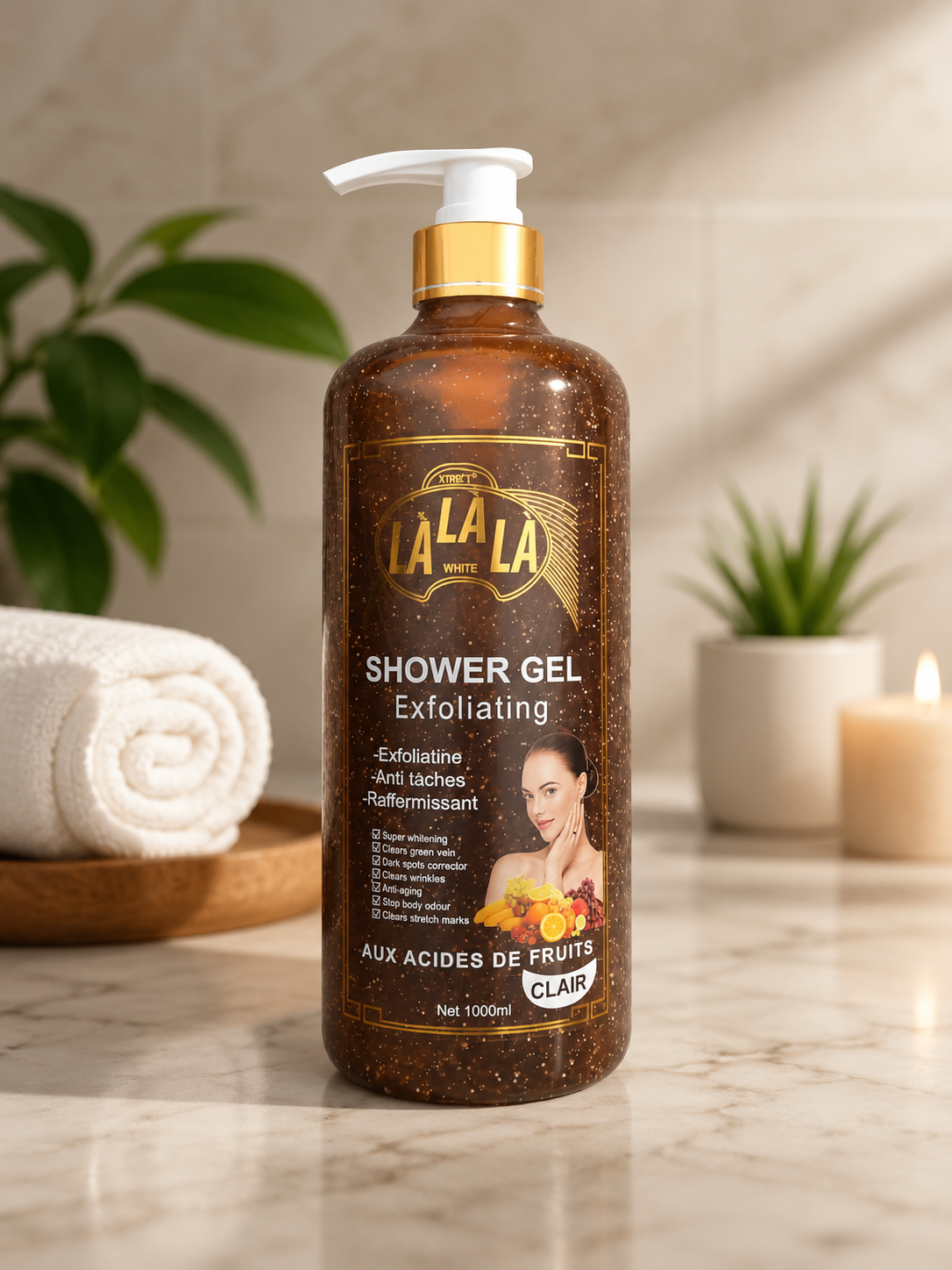 Xtract Lala White Apricot Shower Gel with Fruit Acids – 1000ml