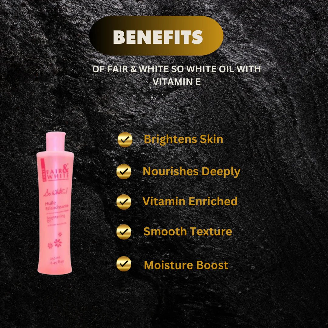 Fair & White So White Body Oil with Sweet Almond & Vitamin E 8.45 oz - Pretty Cosmetics LLC