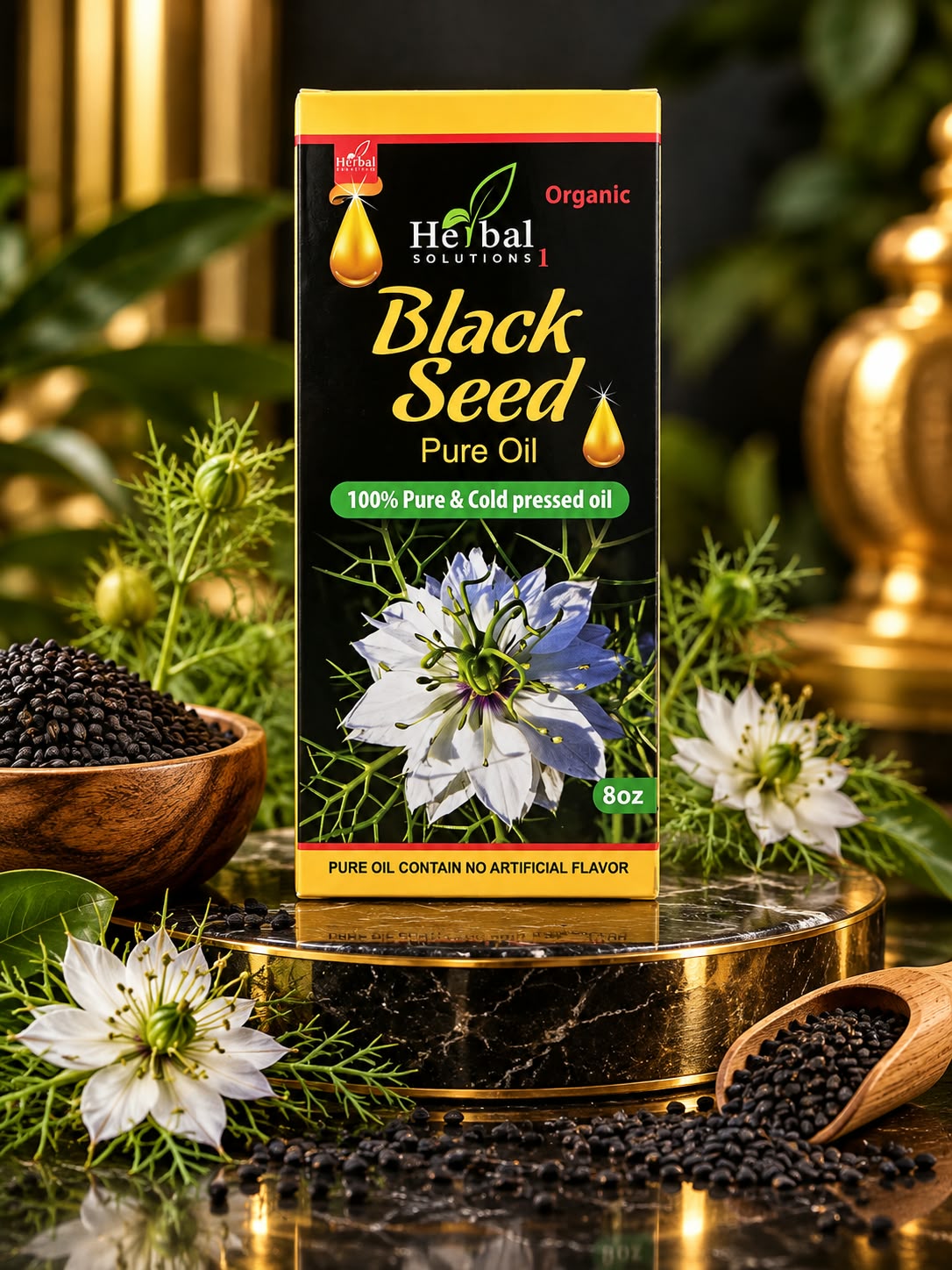 Herbal Solutions Organic Black Seed Pure Oil 8 oz