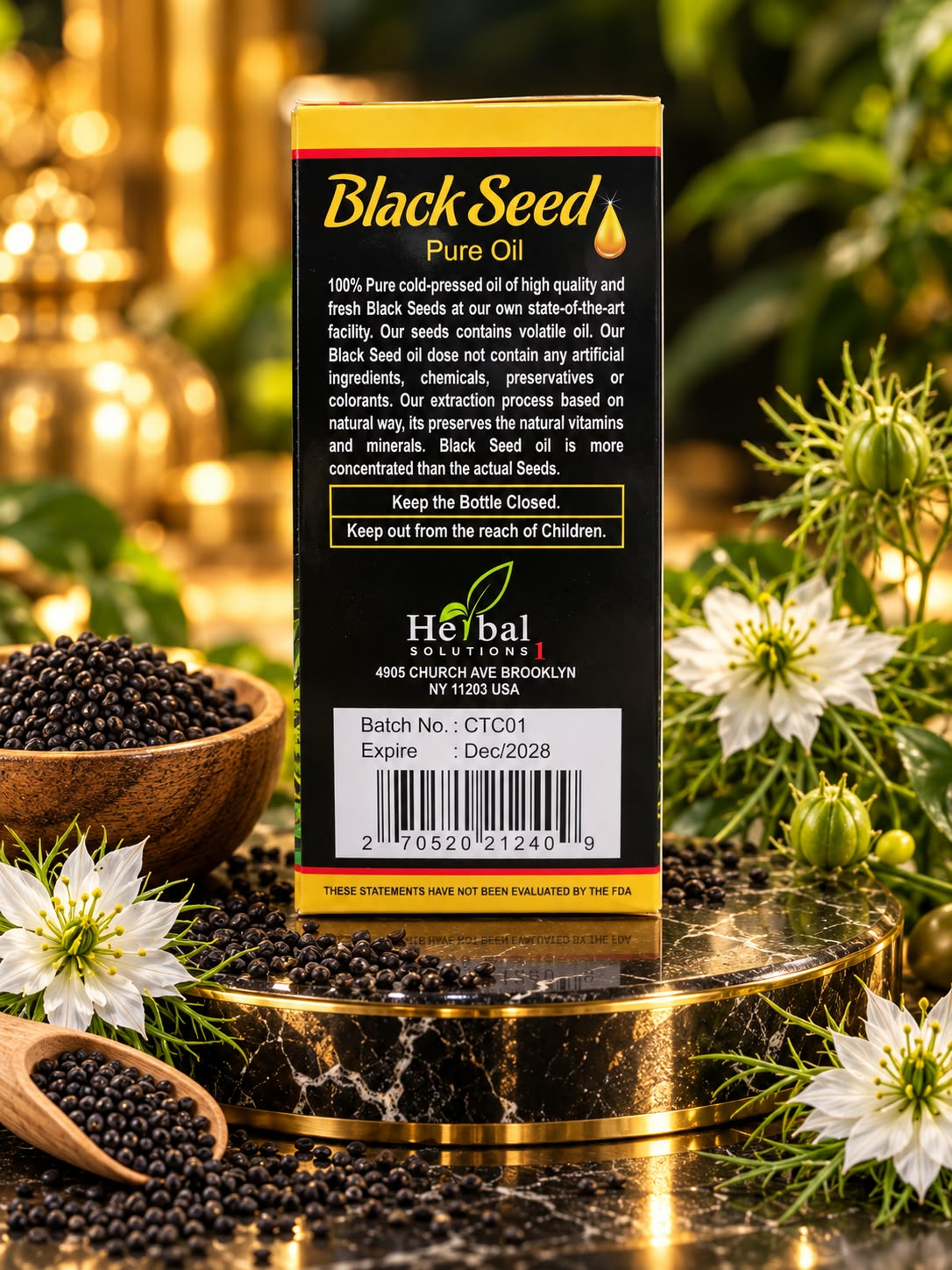 Herbal Solutions Organic Black Seed Pure Oil 8 oz